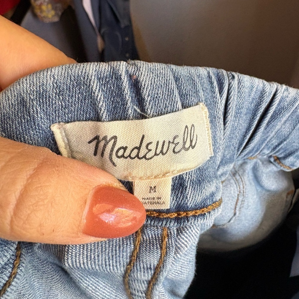 Madewell Light Blue Ankle Jeans Relaxed Pull-On Blue denim sz M elastic waist - Picture 2 of 11